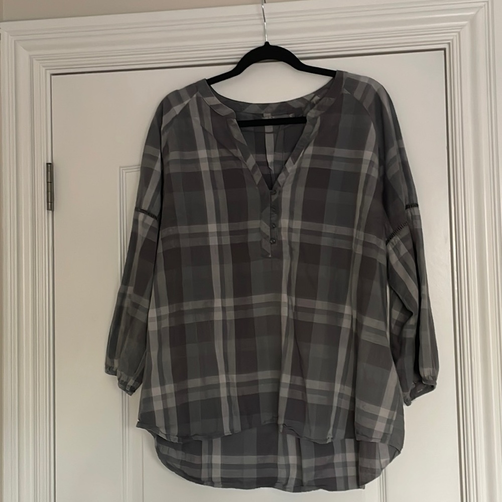 Prana plaid tunic gray green 2X